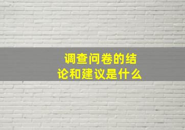 调查问卷的结论和建议是什么