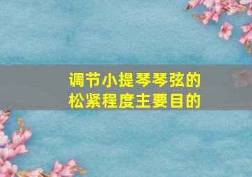 调节小提琴琴弦的松紧程度主要目的