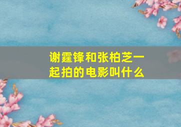 谢霆锋和张柏芝一起拍的电影叫什么