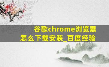 谷歌chrome浏览器怎么下载安装_百度经验