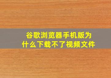 谷歌浏览器手机版为什么下载不了视频文件