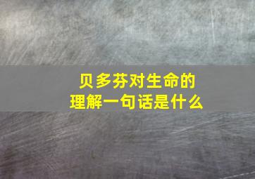 贝多芬对生命的理解一句话是什么