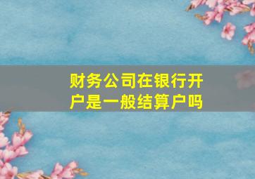 财务公司在银行开户是一般结算户吗