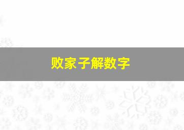 败家子解数字