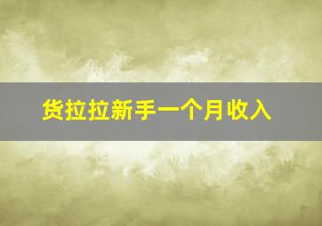 货拉拉新手一个月收入