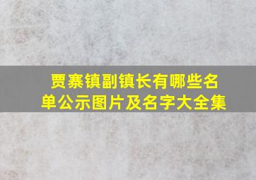 贾寨镇副镇长有哪些名单公示图片及名字大全集