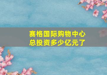 赛格国际购物中心总投资多少亿元了