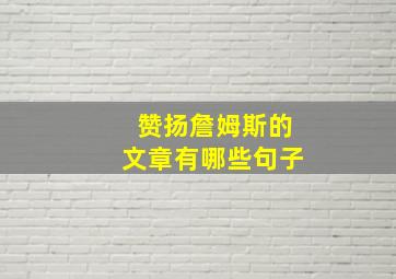 赞扬詹姆斯的文章有哪些句子