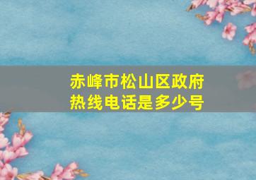 赤峰市松山区政府热线电话是多少号