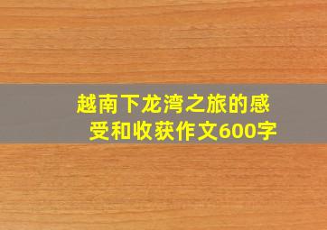 越南下龙湾之旅的感受和收获作文600字