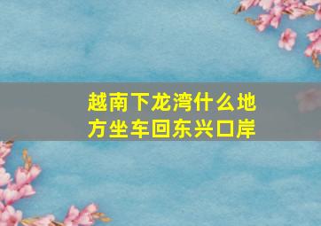 越南下龙湾什么地方坐车回东兴口岸