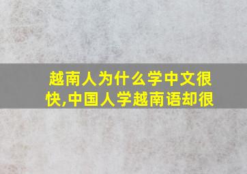 越南人为什么学中文很快,中国人学越南语却很