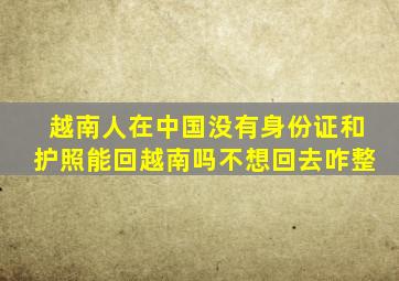 越南人在中国没有身份证和护照能回越南吗不想回去咋整