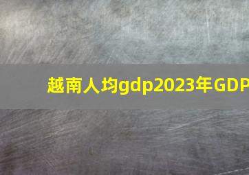 越南人均gdp2023年GDP