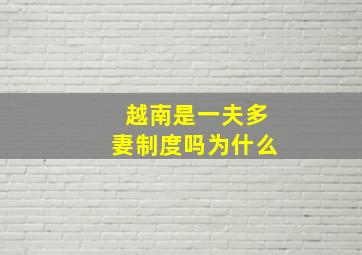 越南是一夫多妻制度吗为什么