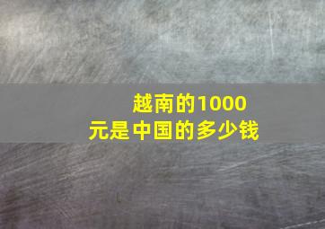 越南的1000元是中国的多少钱