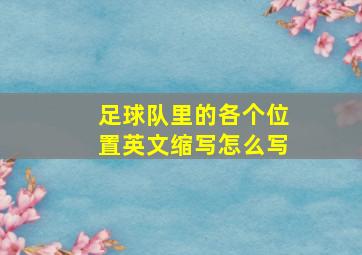 足球队里的各个位置英文缩写怎么写