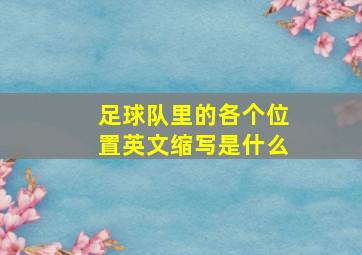 足球队里的各个位置英文缩写是什么