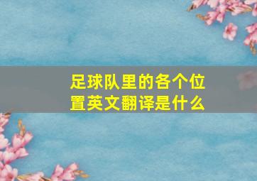 足球队里的各个位置英文翻译是什么