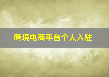 跨境电商平台个人入驻