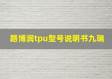 路博润tpu型号说明书九瑞