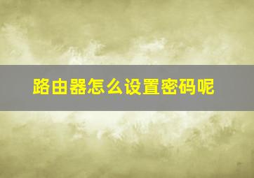 路由器怎么设置密码呢