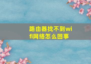 路由器找不到wifi网络怎么回事