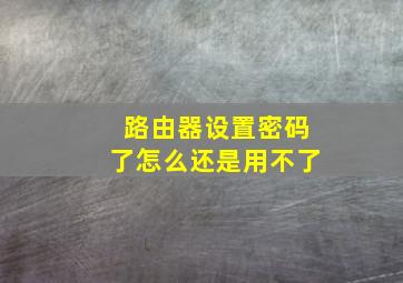 路由器设置密码了怎么还是用不了