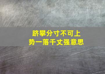 跻攀分寸不可上势一落千丈强意思