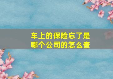 车上的保险忘了是哪个公司的怎么查