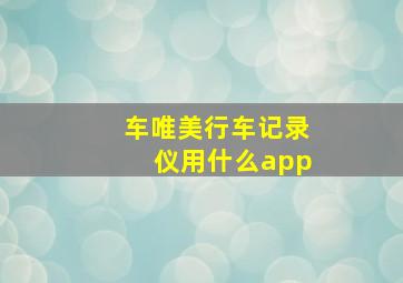 车唯美行车记录仪用什么app