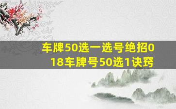 车牌50选一选号绝招018车牌号50选1诀窍