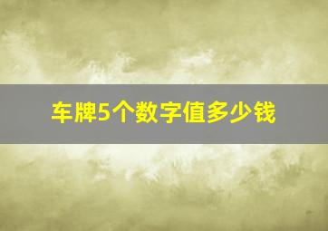 车牌5个数字值多少钱