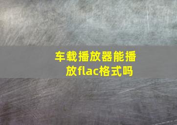 车载播放器能播放flac格式吗