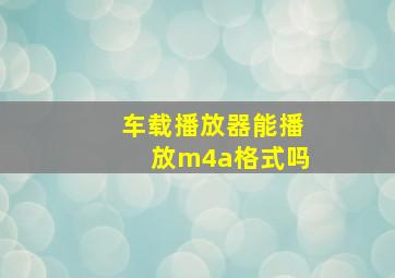 车载播放器能播放m4a格式吗