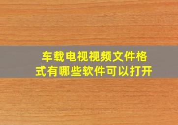 车载电视视频文件格式有哪些软件可以打开