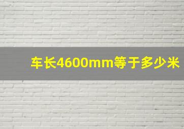 车长4600mm等于多少米