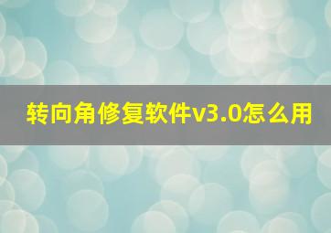 转向角修复软件v3.0怎么用