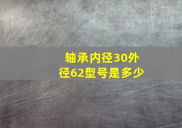 轴承内径30外径62型号是多少