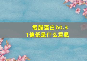 载脂蛋白b0.31偏低是什么意思