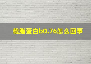 载脂蛋白b0.76怎么回事