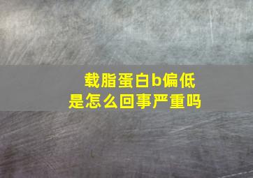 载脂蛋白b偏低是怎么回事严重吗