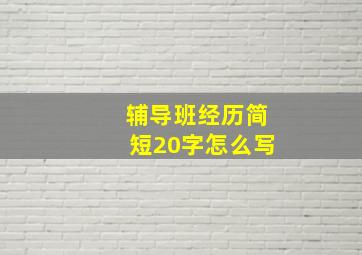 辅导班经历简短20字怎么写