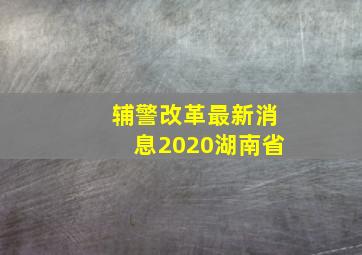 辅警改革最新消息2020湖南省