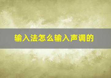 输入法怎么输入声调的