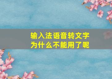 输入法语音转文字为什么不能用了呢