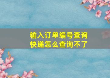 输入订单编号查询快递怎么查询不了