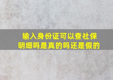 输入身份证可以查社保明细吗是真的吗还是假的