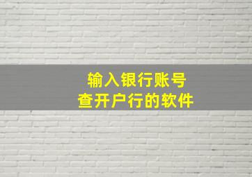 输入银行账号查开户行的软件