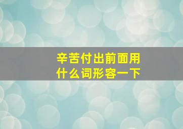 辛苦付出前面用什么词形容一下